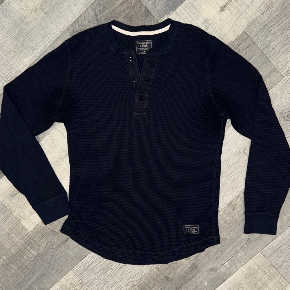 Abercrombie & Fitch Navy Blue Henley Shirt